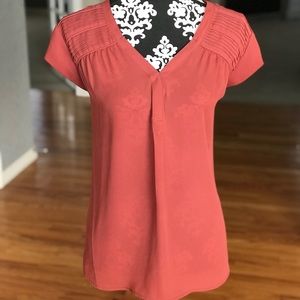 Pleated Cap Sleeve Blouse